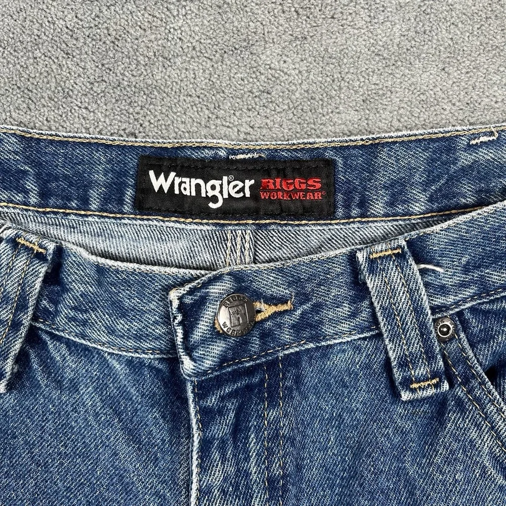 Wrangler RIGGS WorkWear Denim Mens Blue Jeans Carpenter Size 36x32‎ SEE PICS